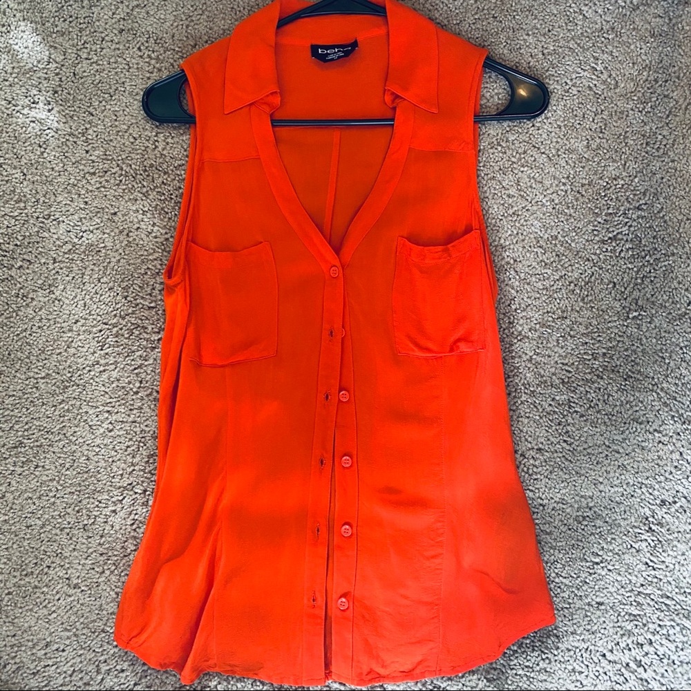 BEBE Women’s Orange Sleeveless Blouse